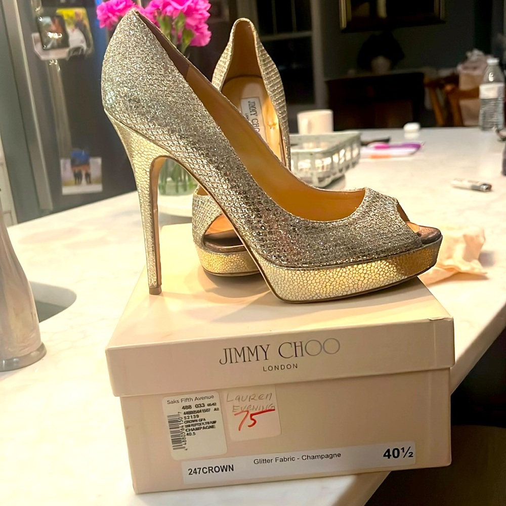 Jimmy Choo Champagne 🍾 Peeptoe Platform Pump 👠